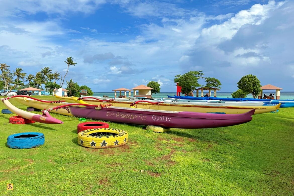 Outrigger canoes in Guam.