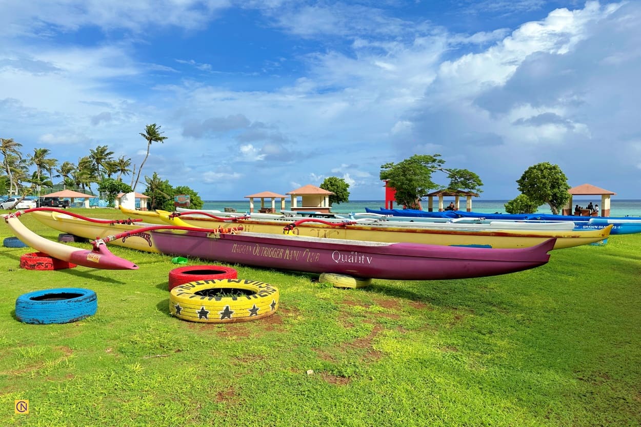 Outrigger canoes in Guam.