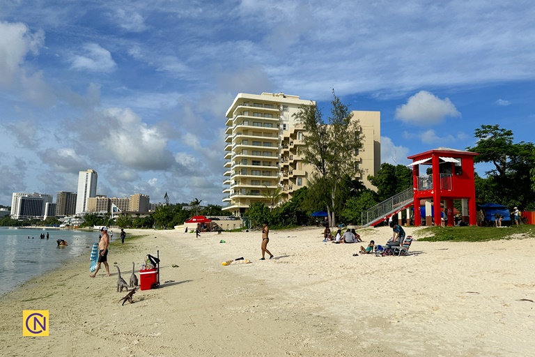Matapang Beach is a peaceful retreat in the heart of Tumon Bay, where soft white sand and calm turquoise waters invite visitors to relax and unwind.