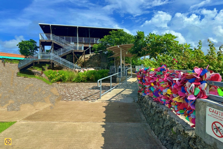 The Heart Lock Wall at Two Lovers Point — a colorful display of love from couples around the world.