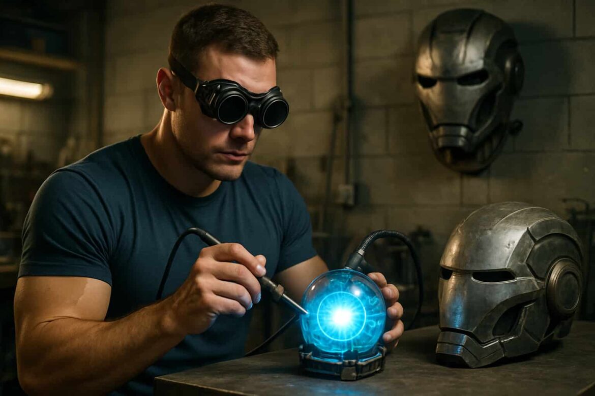 Russian Youtube creator bulding an Iron Man exoskeleton suit in his garage.