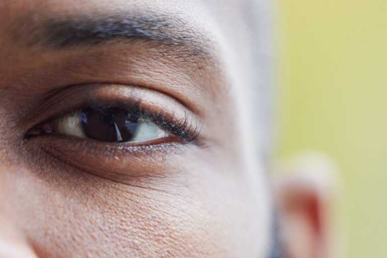 Closeup of a man's facial features.