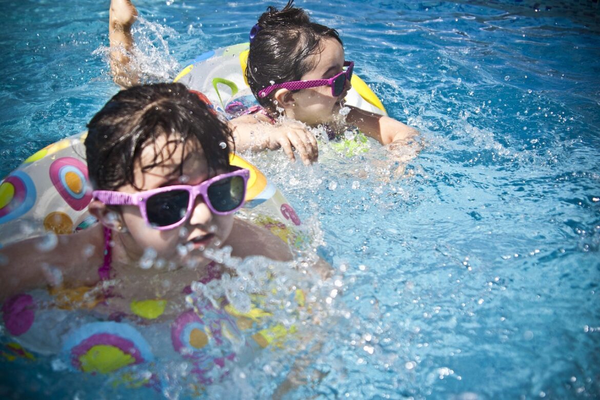 Children swimming.