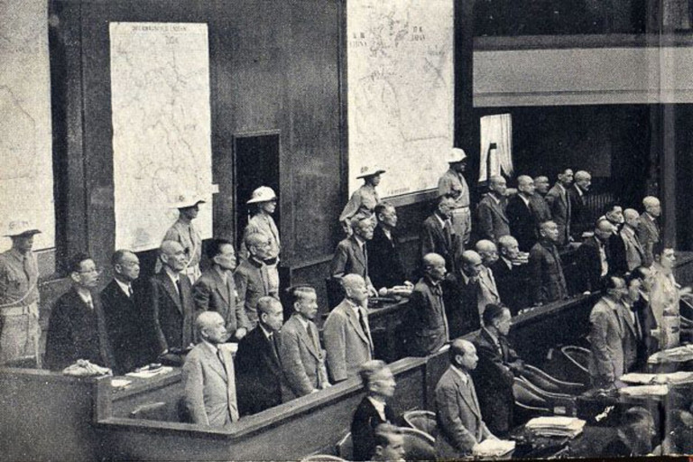 Defendants at the Tokyo War Crimes trials after World War 2.