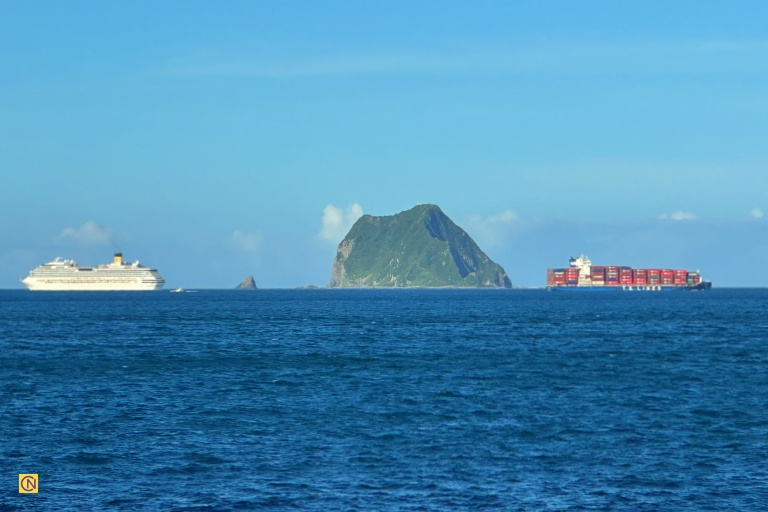 Cruise and cargo ships are frequently seen sailing near the islet.