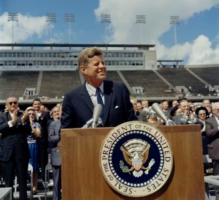 John F Kennedy’s speech at Rice University in 1962 reaffirmed America’s commitment to landing on the Moon.