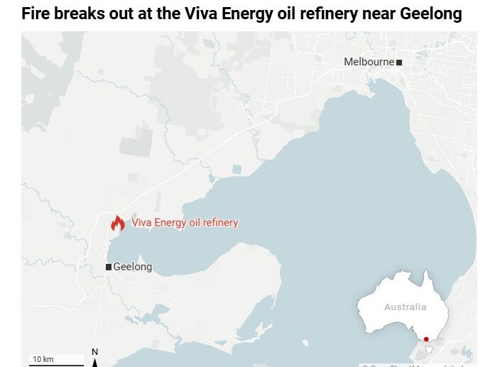 Map of the Viva Energy oil refinery.