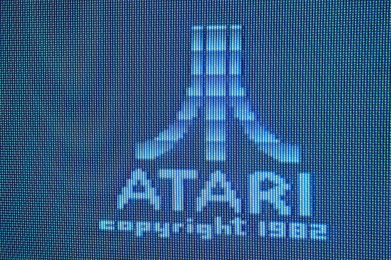 Old Atari logo on a monitor.