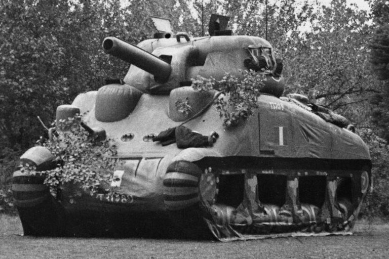 An inflatable Sherman Tank.