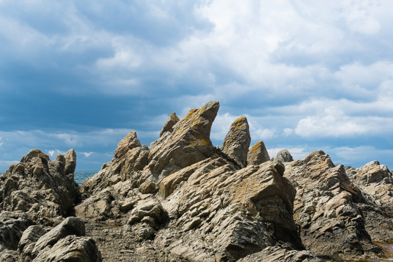 Jagged rocks along the sea coast.