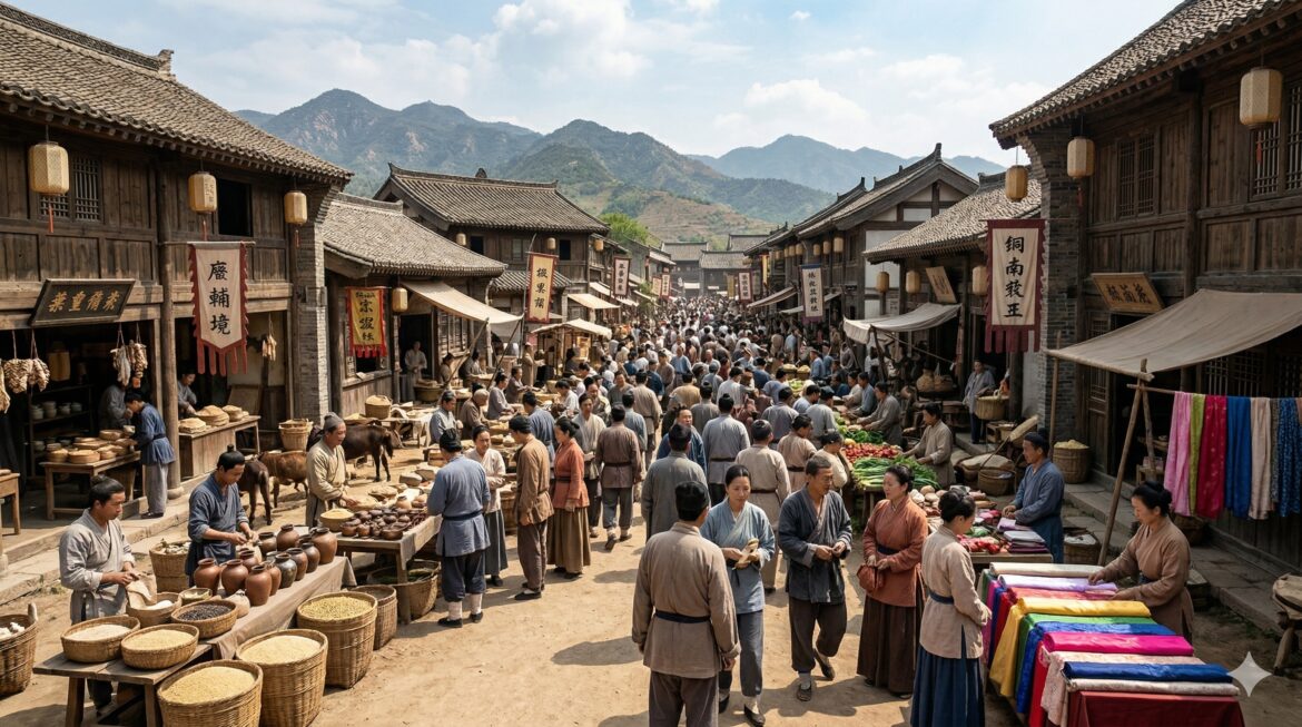 A village market.