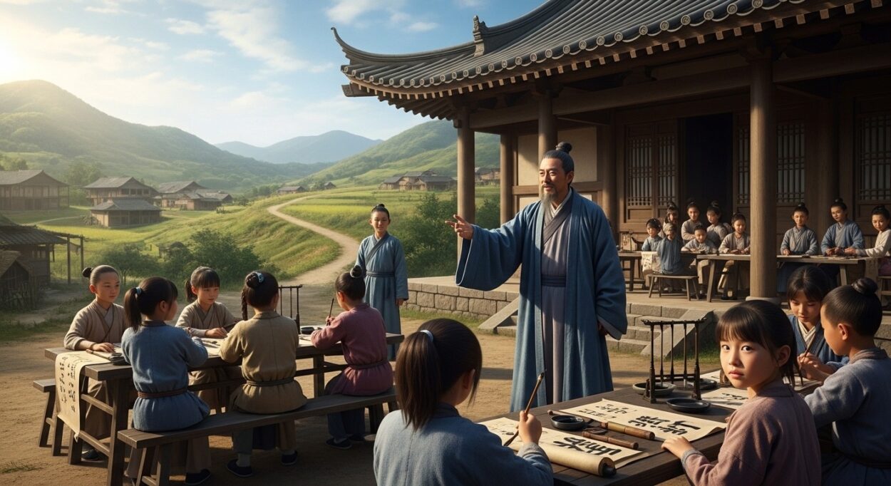 On the first and fifteenth of every month, Qin Weng would personally visit the school to donate writing brushes, ink, and paper to the children and encourage them to study diligently.