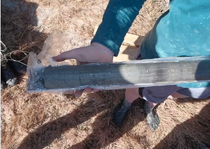 Example of a sediment core extracted from a Kangaroo Island lagoon.