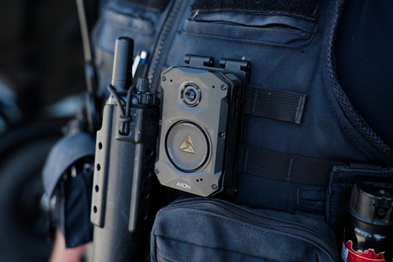 Police-worn body camera made by Axon.