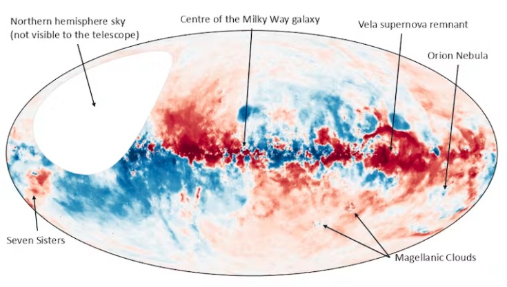 The new map with some of the visible sky features labeled.