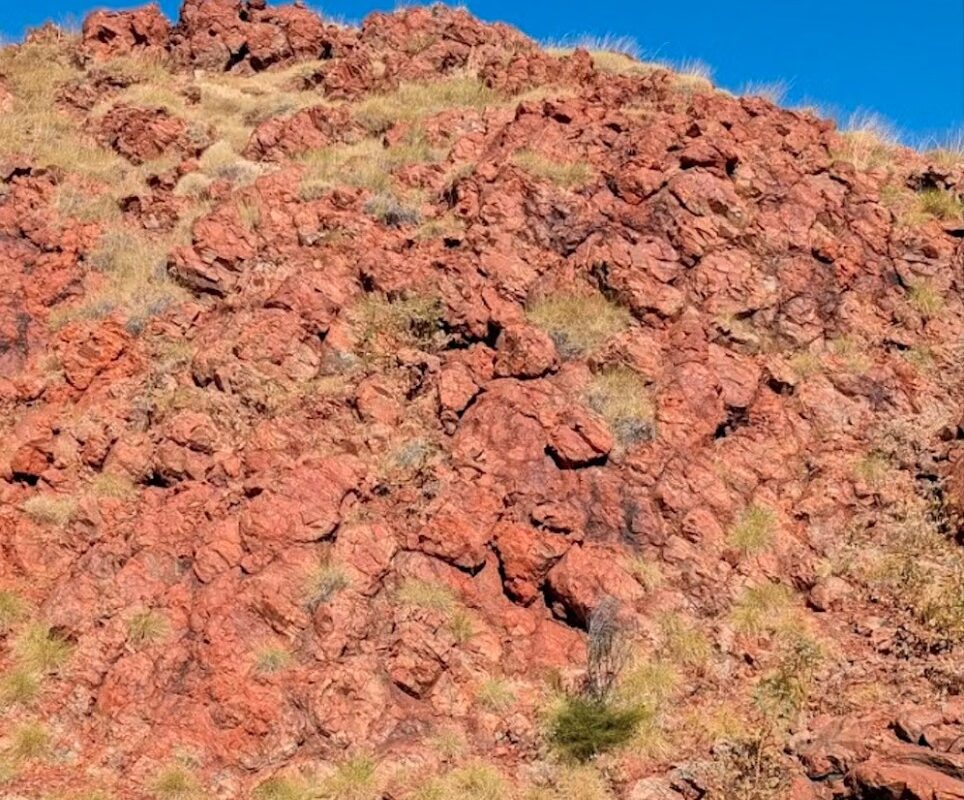 3.5 billion-year-old pillow basalt lava that erupted underwater and was later struck by a meteorite impact.