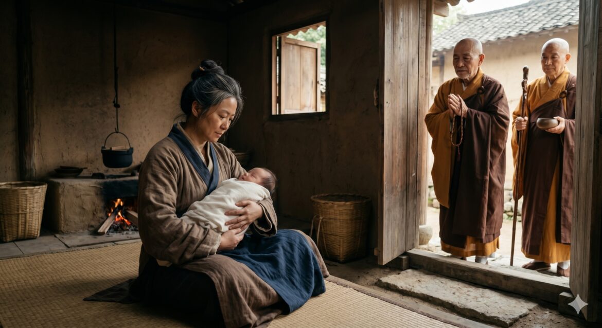 Li Meiying, her son Huineng, and two monks.