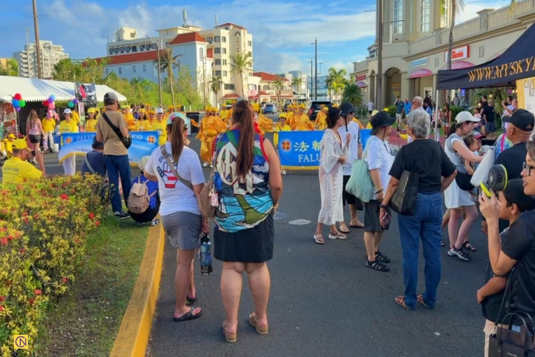 Taiwan's Falun Dafa Waist Drum Team Inspires Crowds at Guam Liberation Day Celebration.