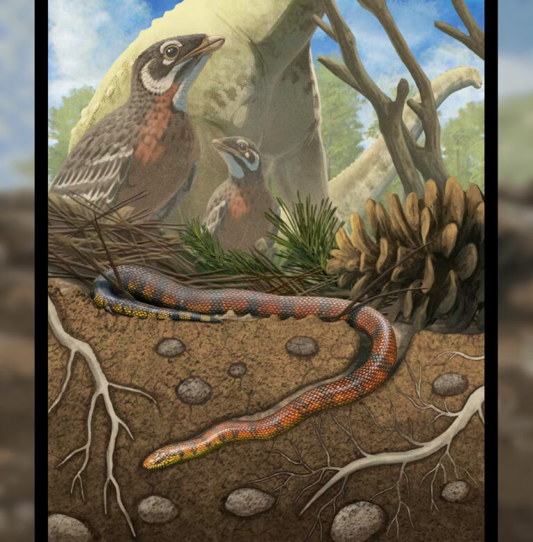 Life reconstruction of the burrowing stem snake Tametara mirim.