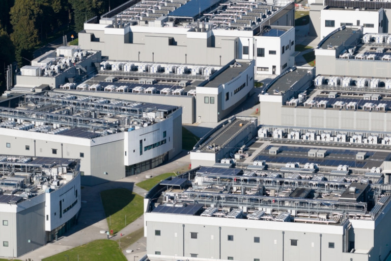 Aerial view of a data center.