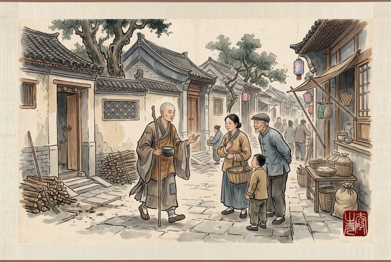 A monk appeared in the Shibei Hutong area more than 10 days before the explosion and asked for alms. The monk said, 'Anyone who gives alms will be spared from disaster.'