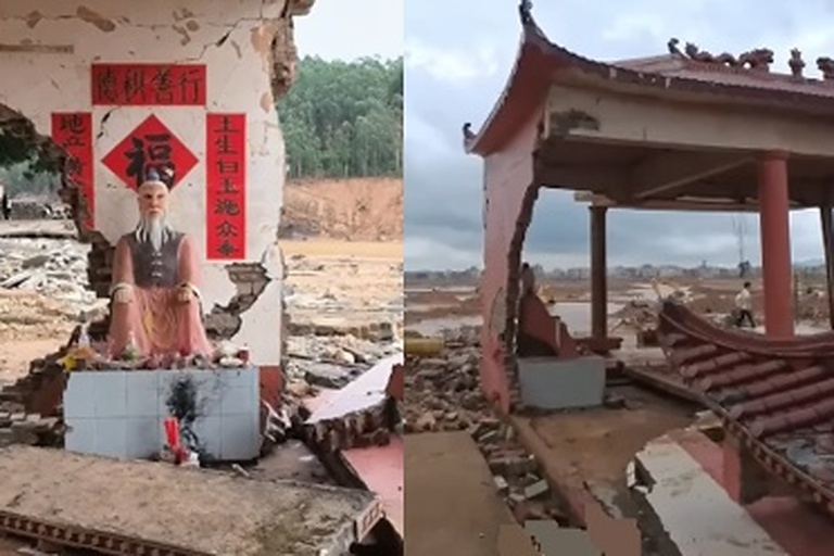 Preserved statue of the Earth God in a village in China.