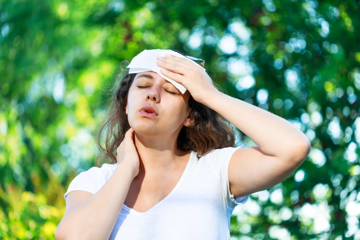 An overheated young woman.