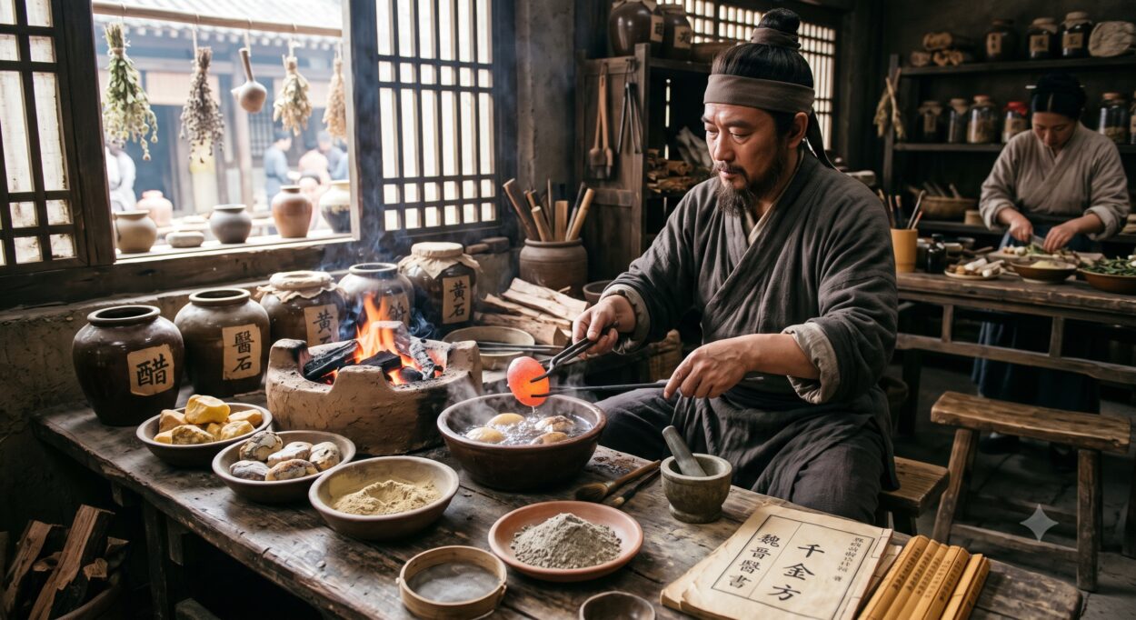 A man named Yang Ling once suffered from severe swelling and pain in his back. Doctor Ma Simin treated the illness with a substance known as 'medical stone,' and Yang Ling soon recovered.