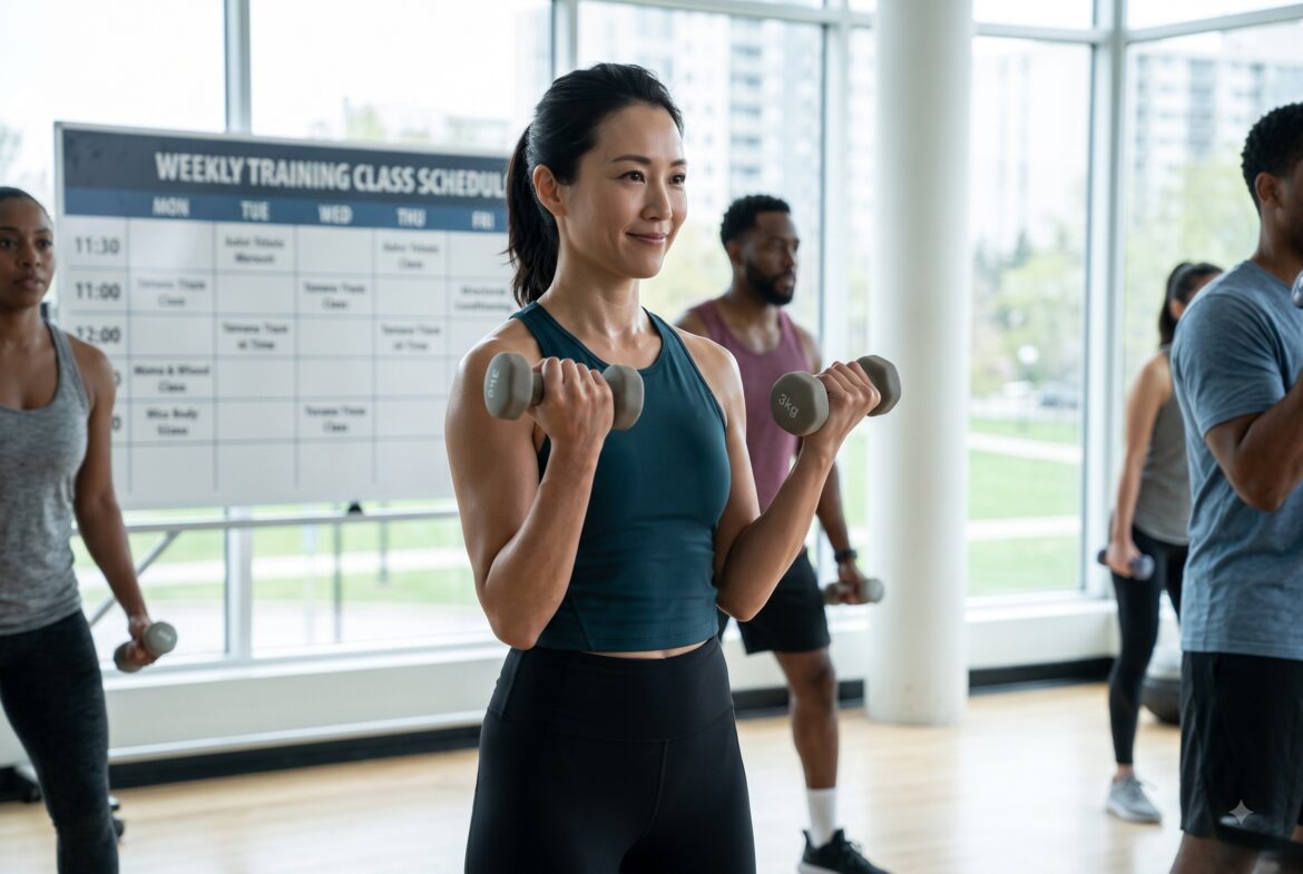 An exercise class.