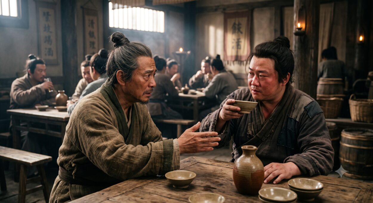 While visiting a tavern in Yandu (modern-day Yancheng, Jiangsu), Hua Tuo noticed a man named Yan Xin drinking. 