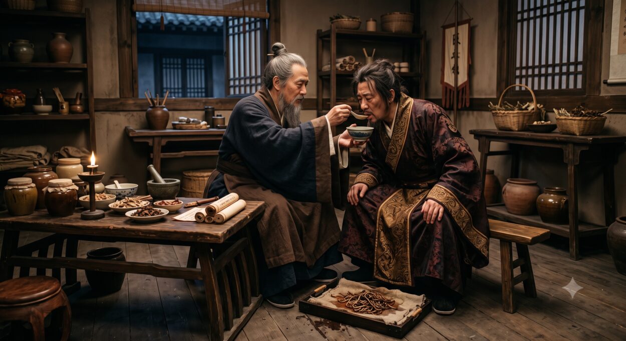 One account in the Records of the Three Kingdoms tells of his treatment of the renowned statesman Chen Deng, who sought medical care for chest discomfort, facial flushing, and a loss of appetite.