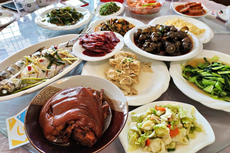 Jiangnan meal with various Chinese dishes.