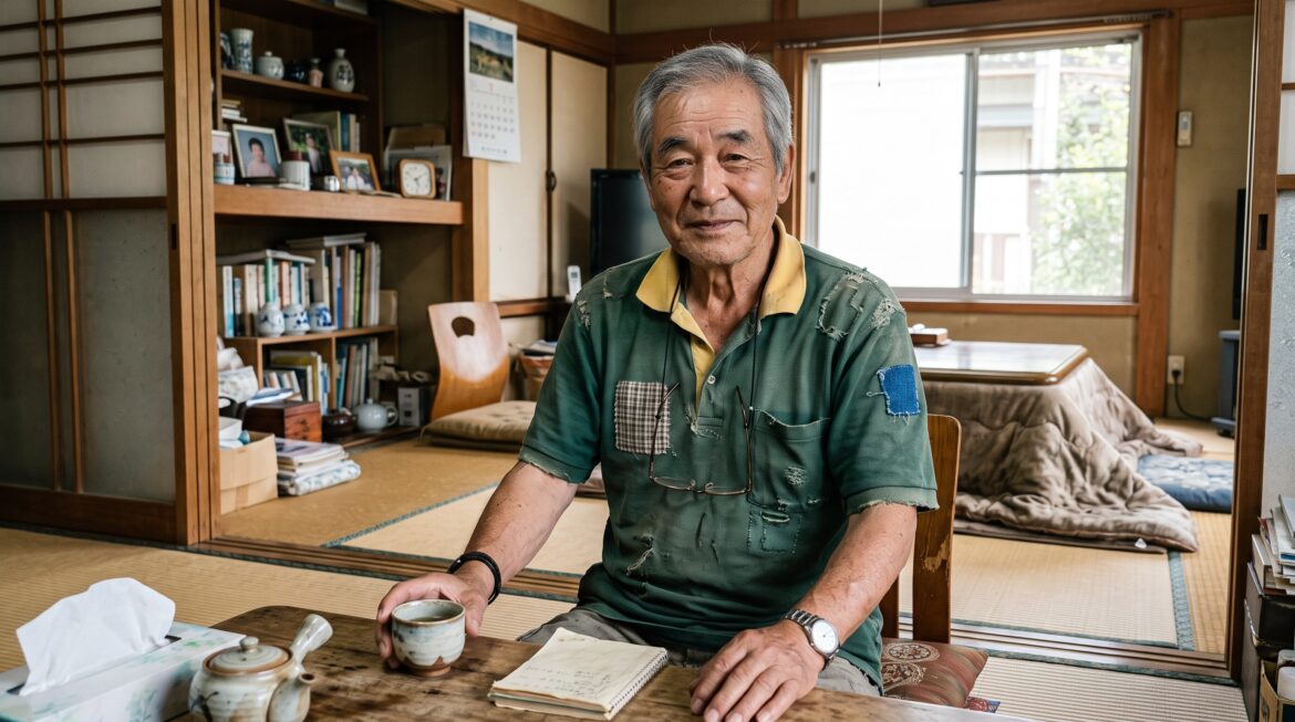A man with a cup of coffee.