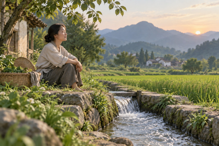 A simple life, sincere effort, and patience can allow growth to unfold naturally in its proper time, like water finding its channel.