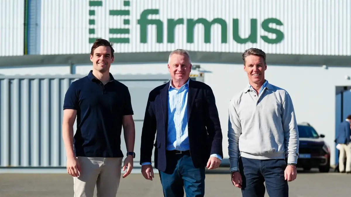 L-R: Firmus co-founder Tim Rosenfield, Tasmanian premier Jeremy Rockcliff and Firmus co-founder Oliver Curtis.